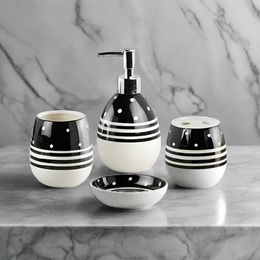 Bath Set Black & White 4pcs