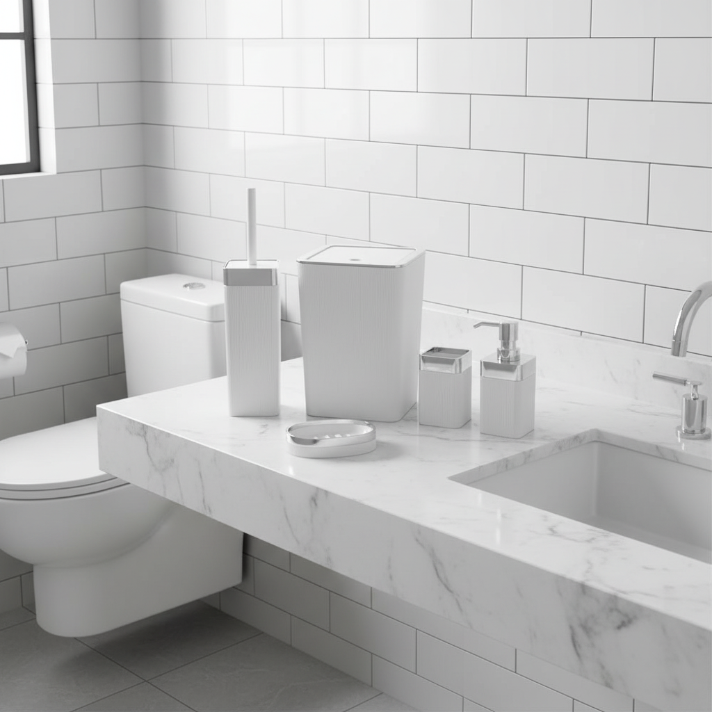 Still Bathroom Set of 5 pcs White