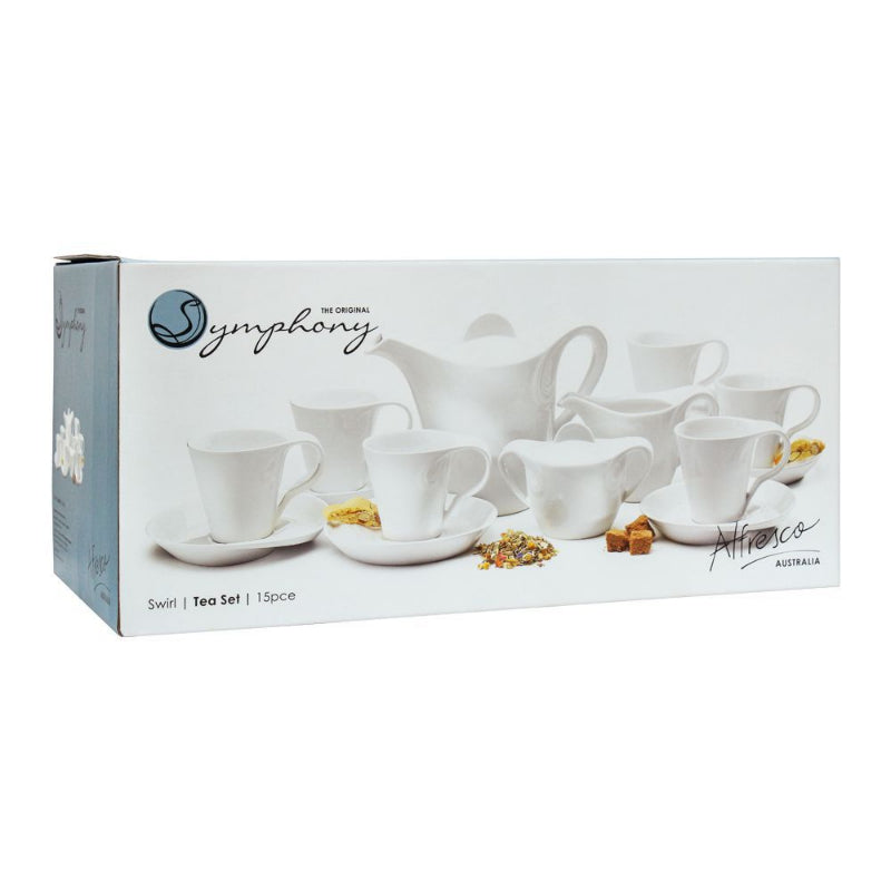 Symphony Swirl 15 Pcs Tea Set White