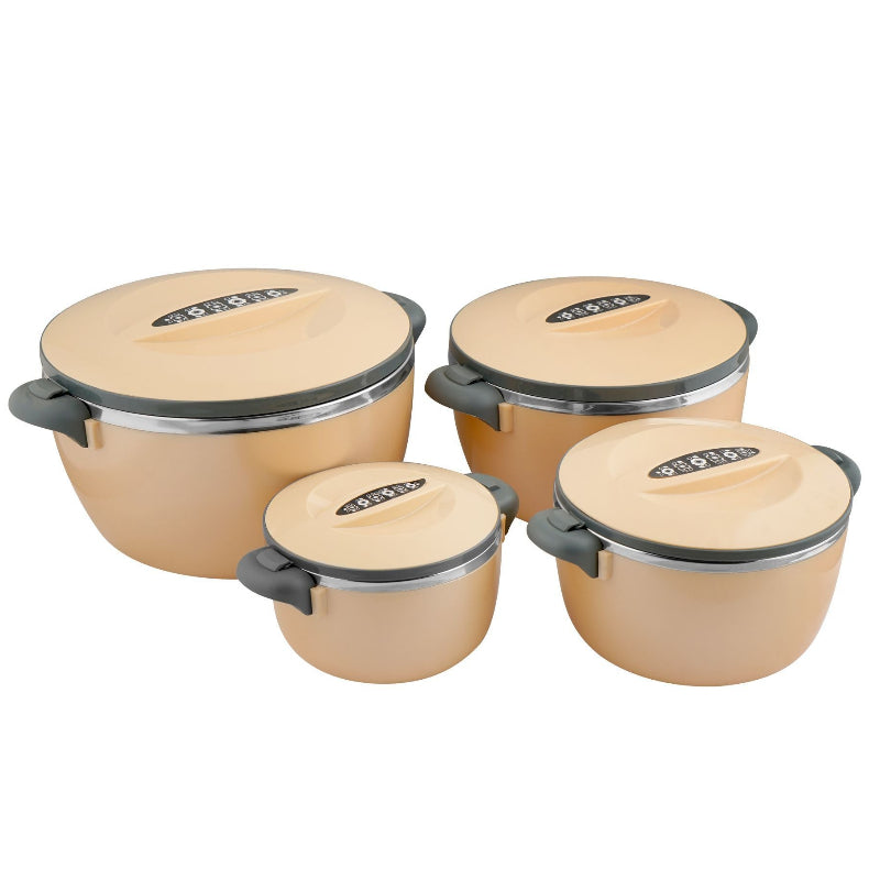 Stainless Steel Round Hotpot Camel Brown (Set of 4)