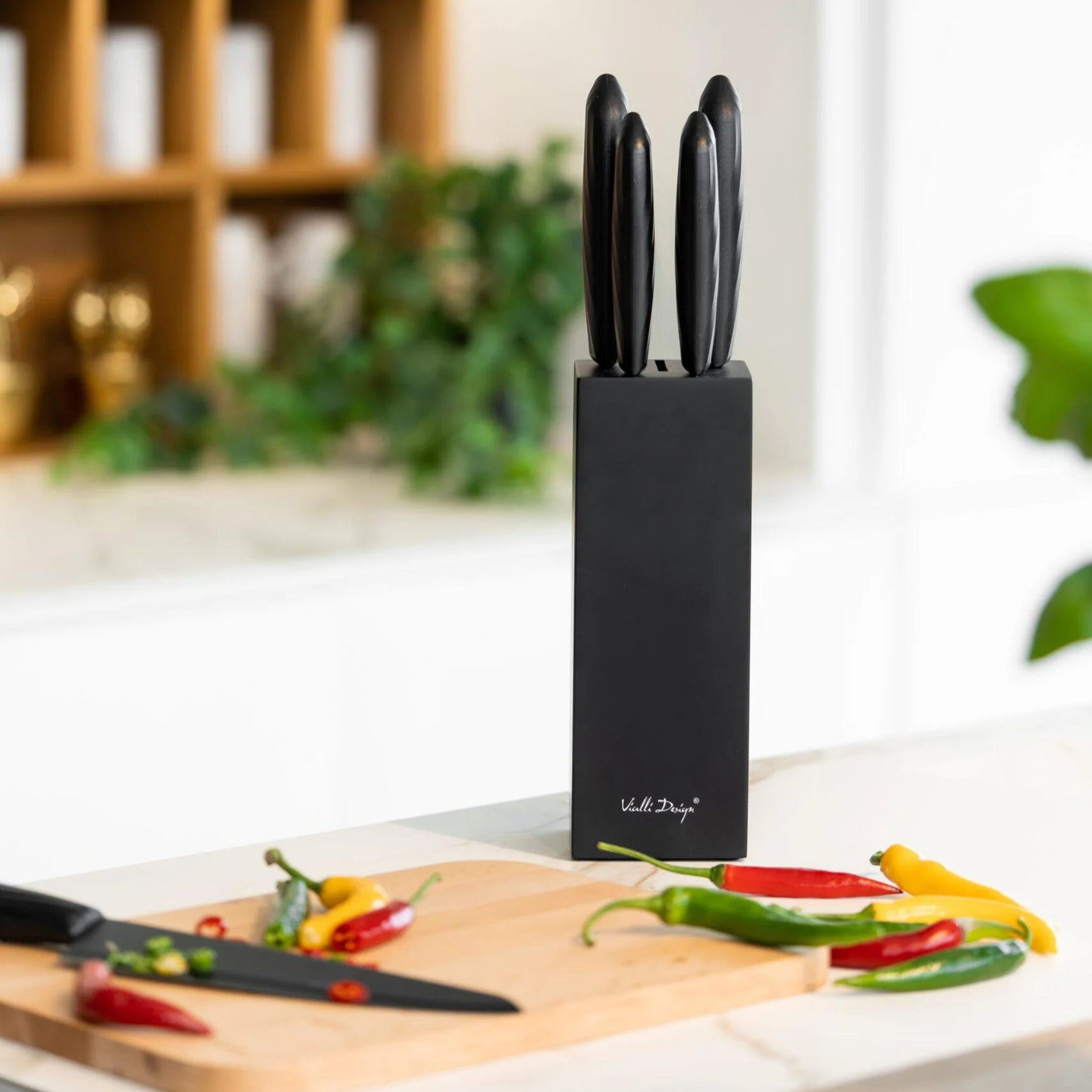 Set Of 5-pcs Knifes In Block Black