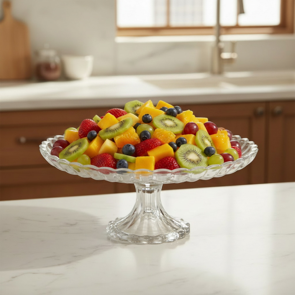 Glass Salad Footed Bowl 29.8cm