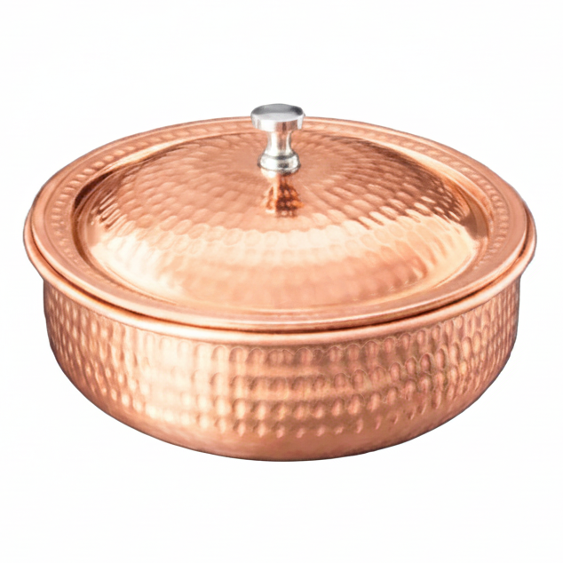 Pure Copper Hammered Handi/Casserole 38cm