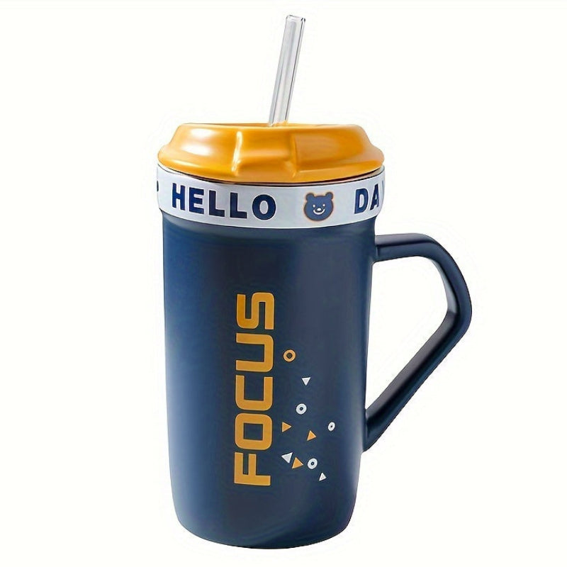 Mug With Lid & Straw