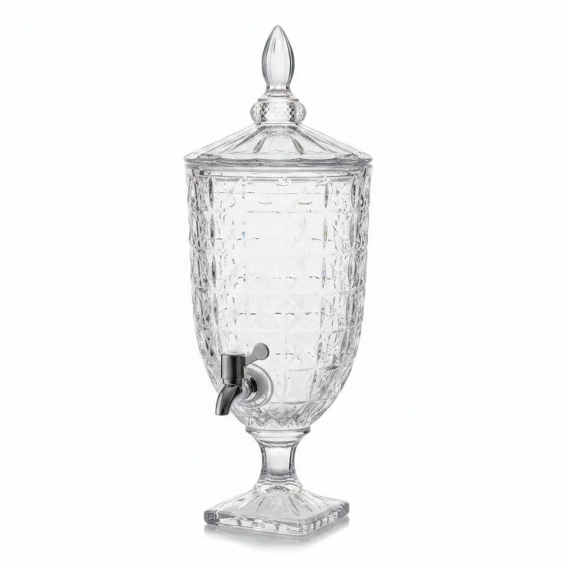 Floral Crystal Cut Glass Beverage Dispenser 3L