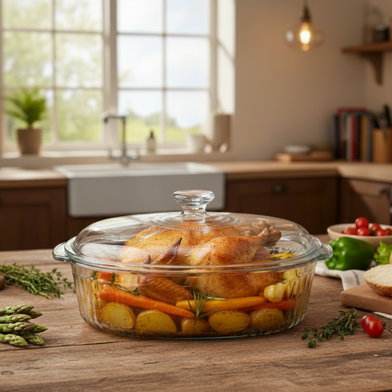 Borosilicate Oval Glass Casserole Dish 2.8L