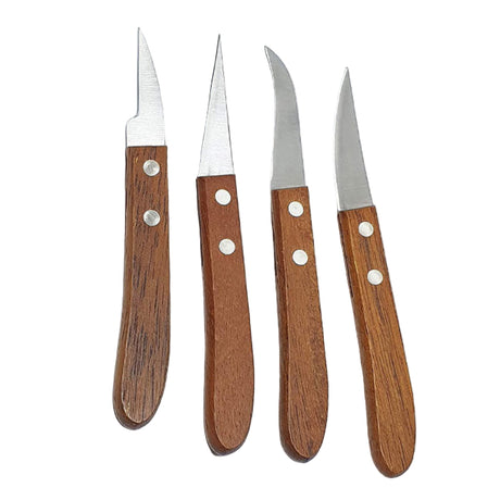 Multipurpose Carving Knife With Wooden Handle (Set of 4pcs)