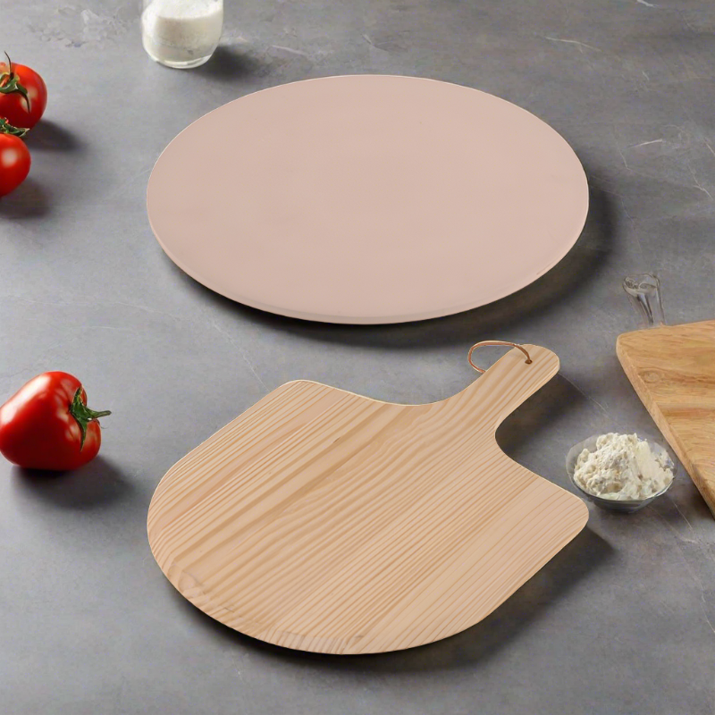 Pizza Baking Stone & Serving Board Set