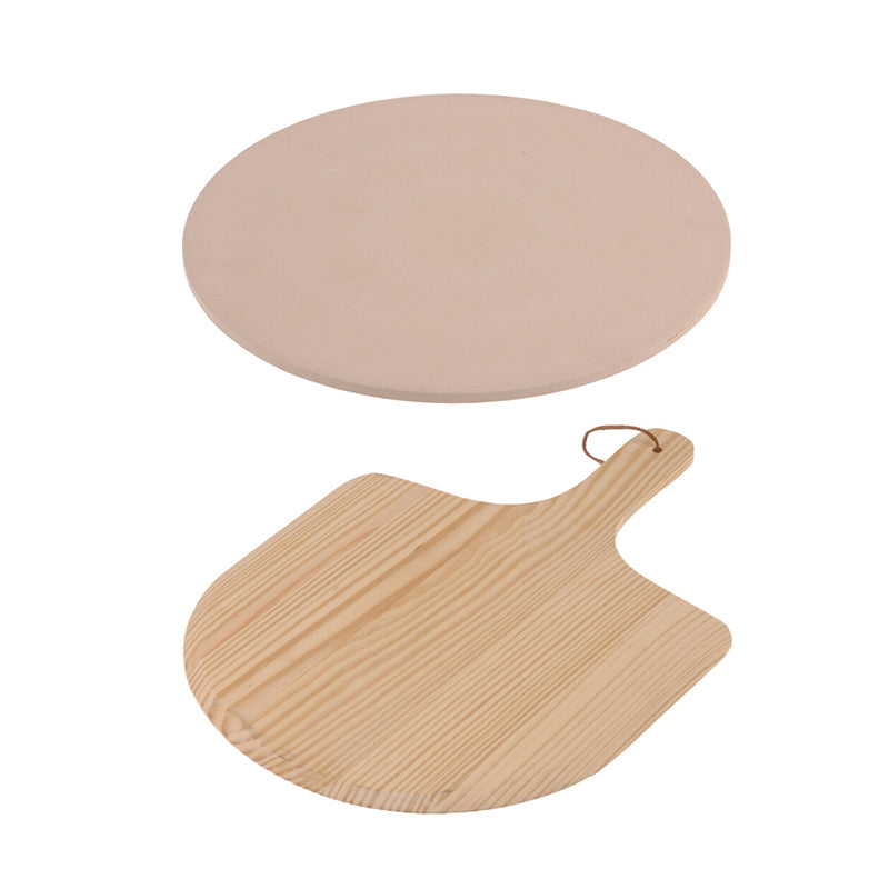 Pizza Baking Stone & Serving Board Set