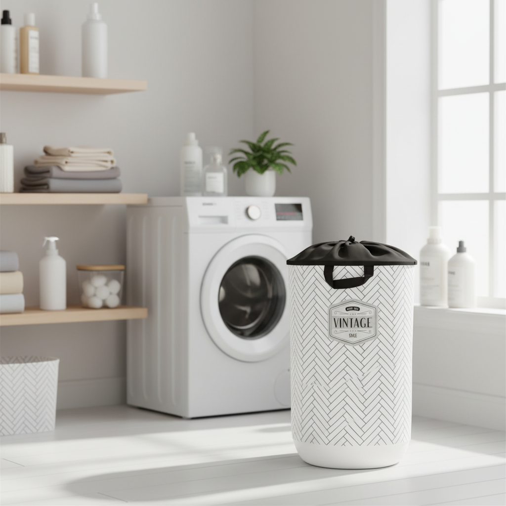 40L Plastic Laundry Basket With Fabric Closure