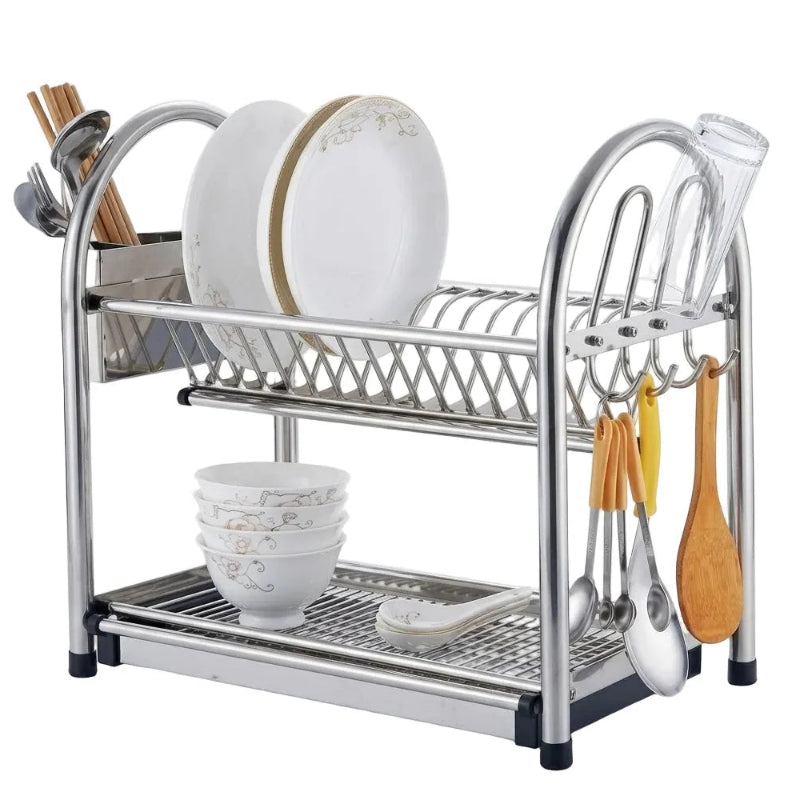2 Tier Dish Rack Stainless Steel