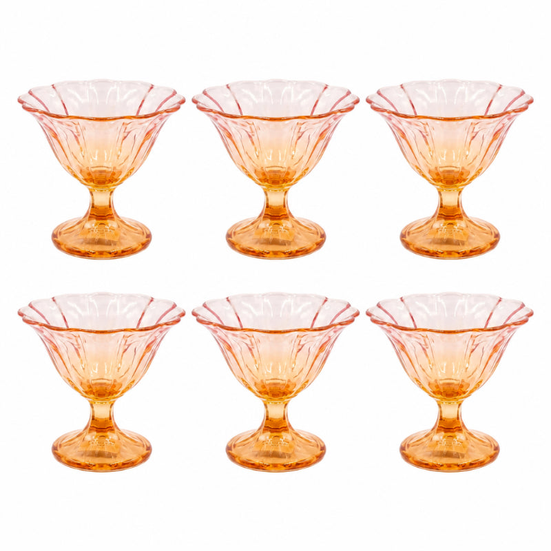 Glass Ice Cream Bowls Set 6pcs Orange Gradient
