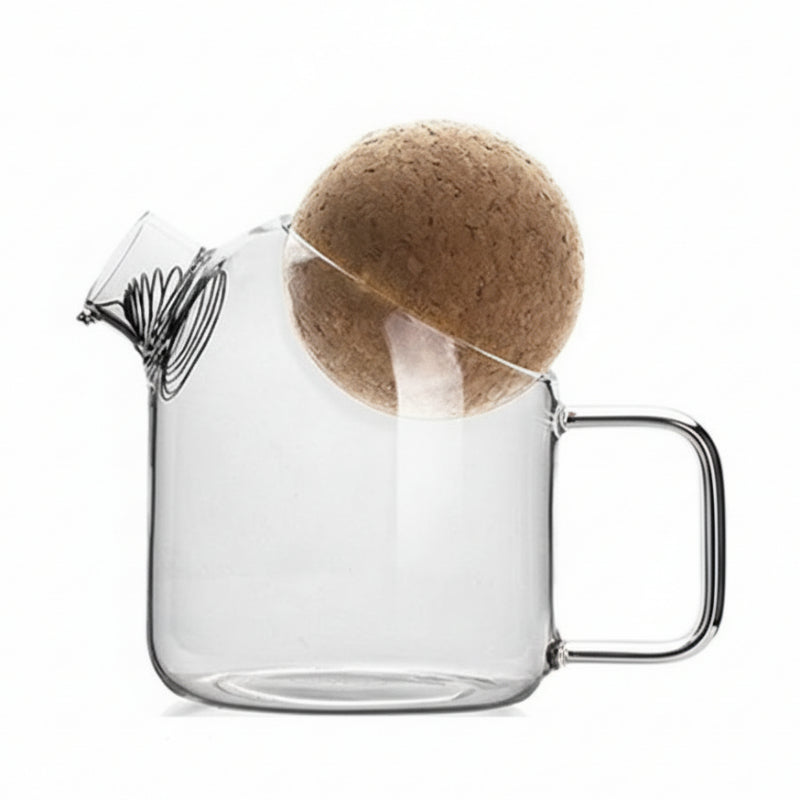 Glass Pitcher With Wooden Cork Ball Lid 500ml