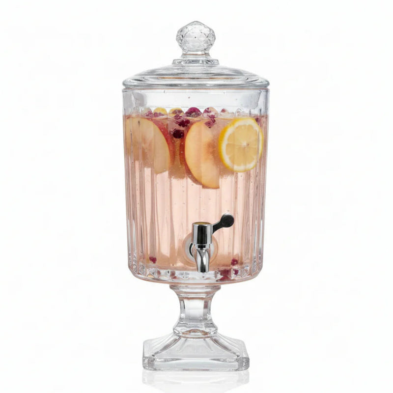 Ribbed Glass Beverage Dispenser 4.5L