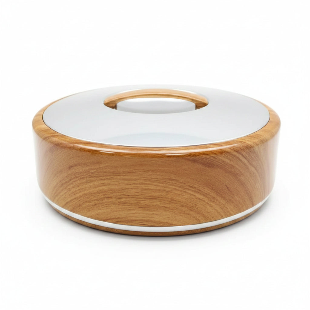 4 Ltr Round Wood Silver Hotpot