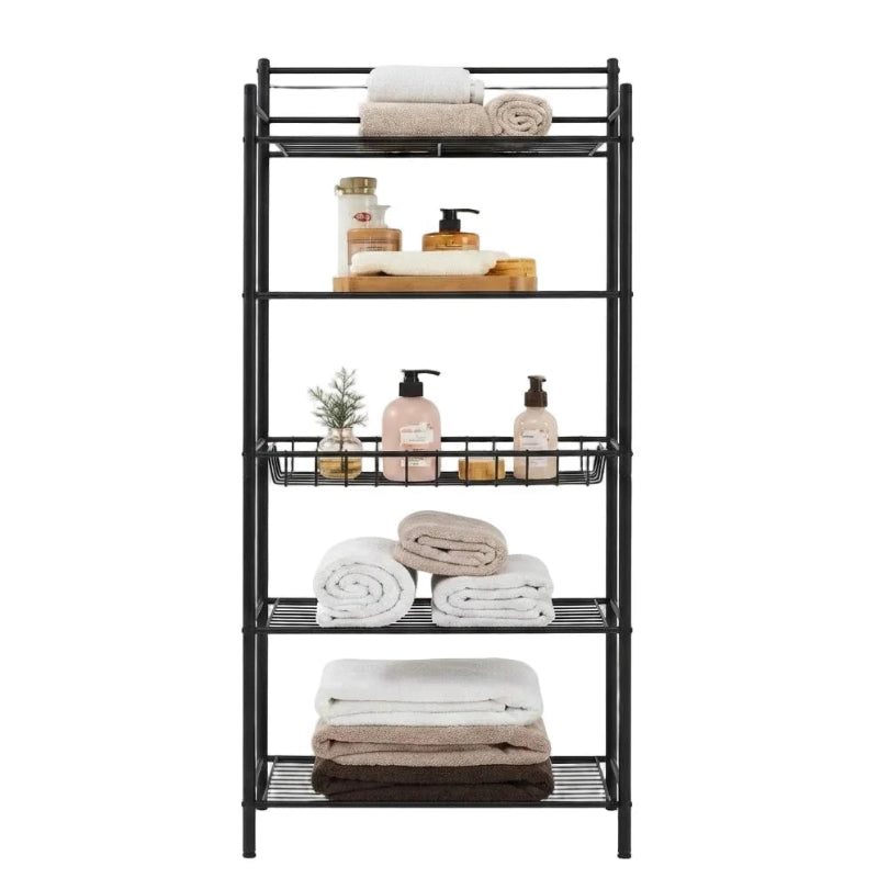 5 Tier Metal Storage Rack Black