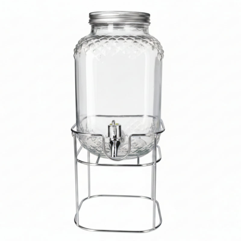 Glass Beverage Dispenser With Stand 4L
