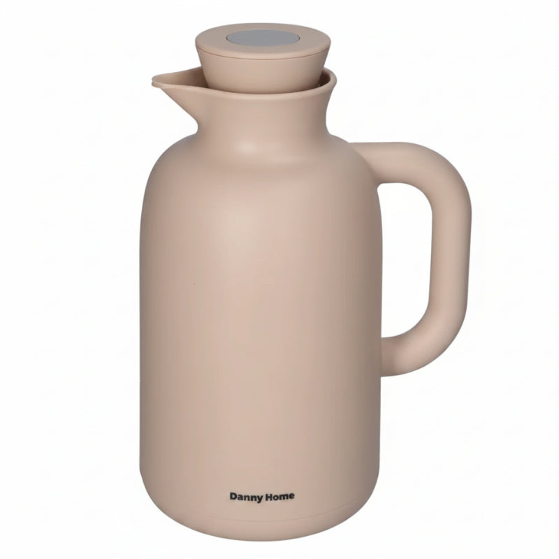 Double Wall Glass Vacuum Flask 1L Beige