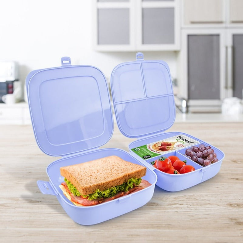 Double Lid Lunch Box Blue