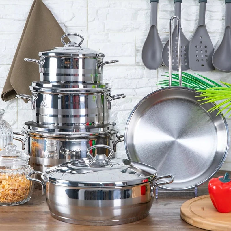 Korkmaz Stainless Steel Cookware 9 Piece Set Astra