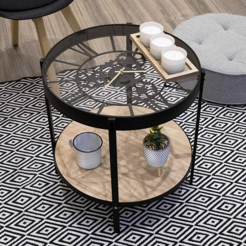 Clock Face Side Table Black