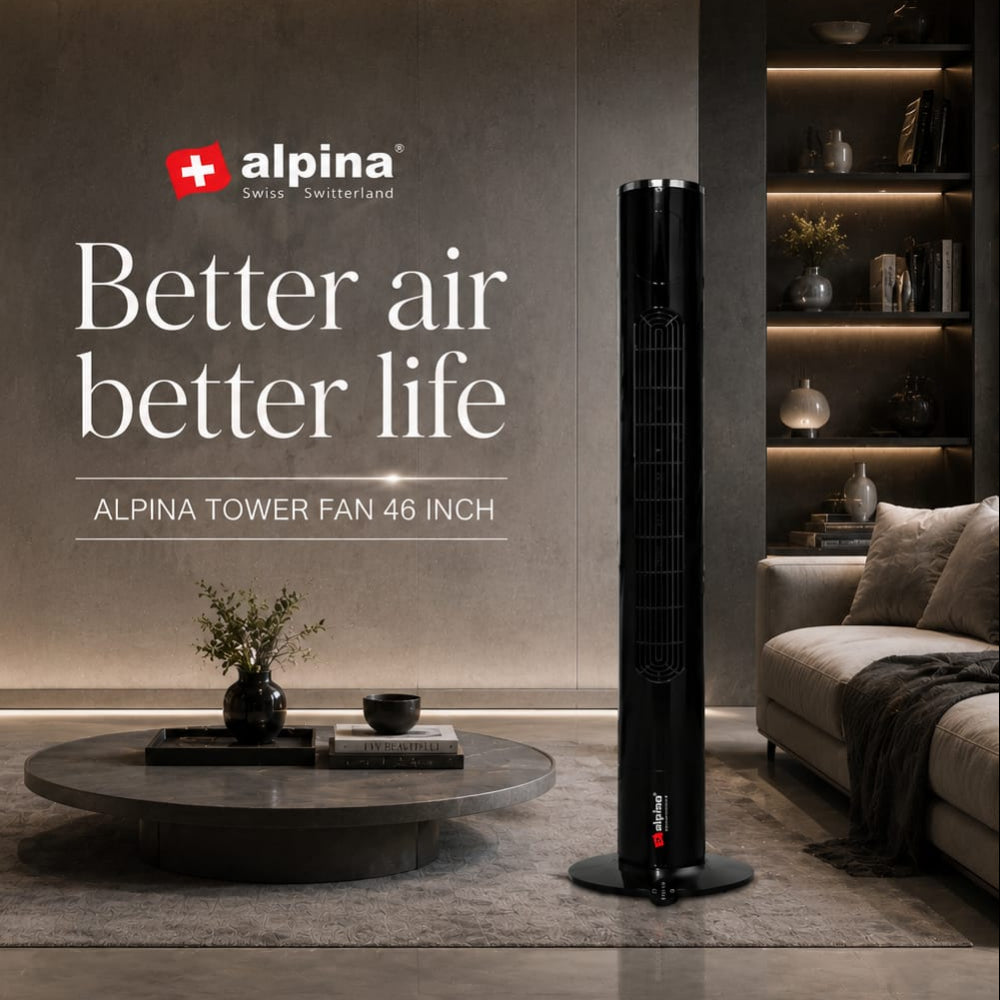 Alpina 46-Inch Tower Fan With Remote Control Black