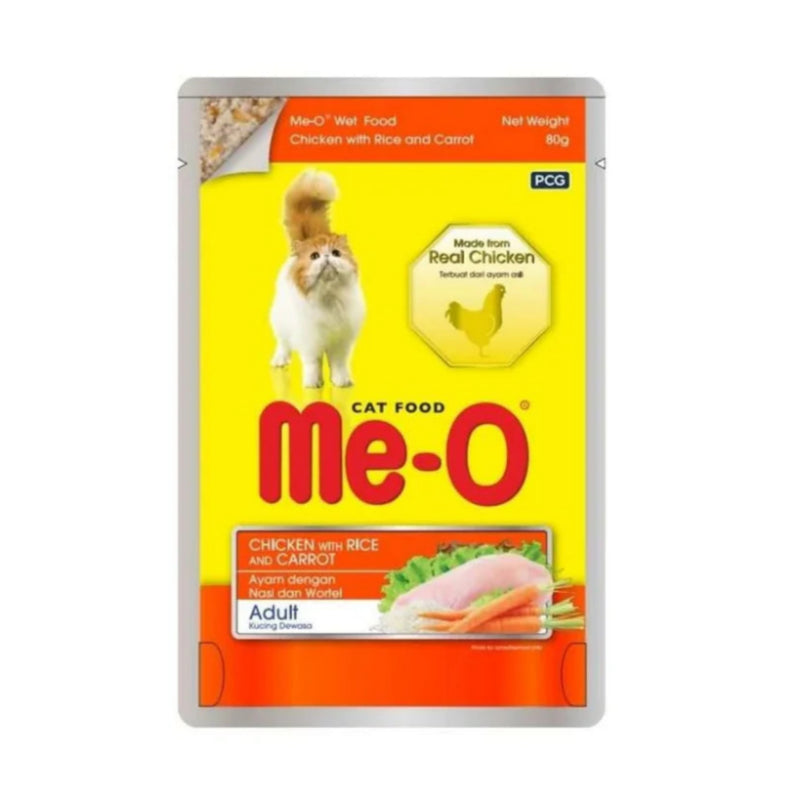 Me-O Pouch Adult - Chicken With Rice & Carrot In Jelly 80gm (Pack of 48)