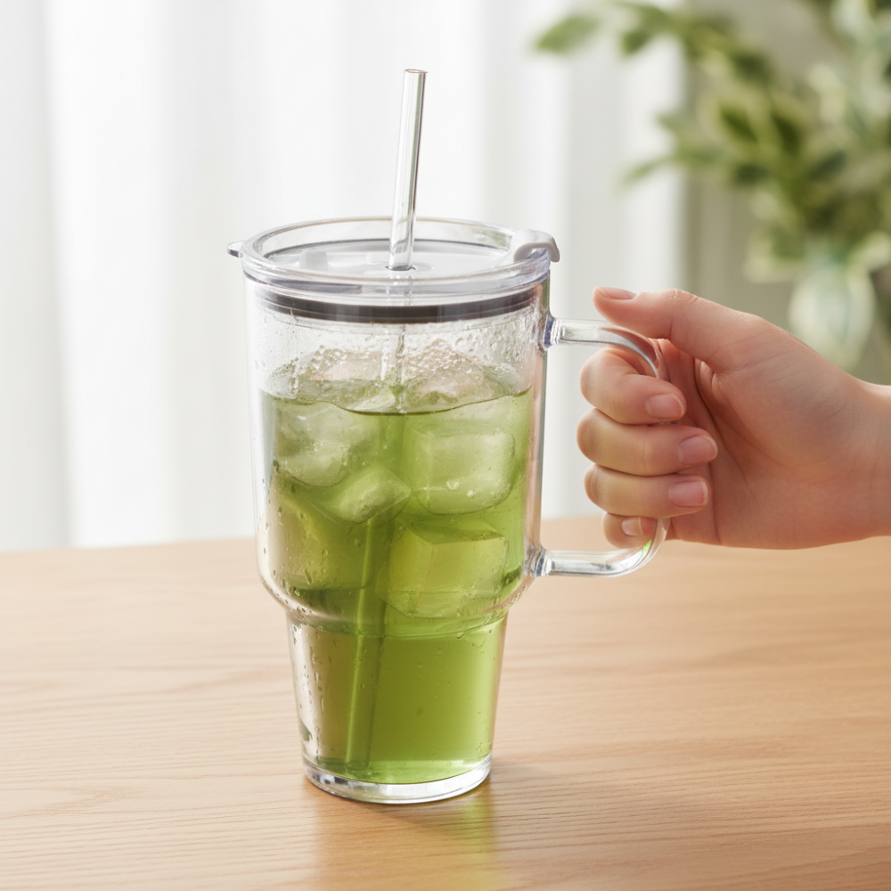 Danny Home Glass Tumbler With Straw 1L