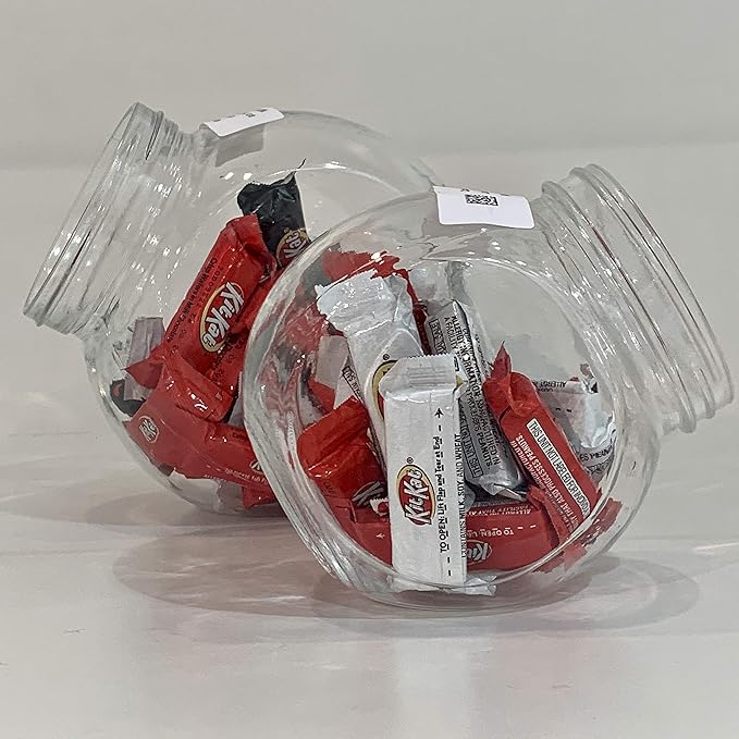 Tilted Glass Cookie Jar With Plastic Lid Silver 1500ml