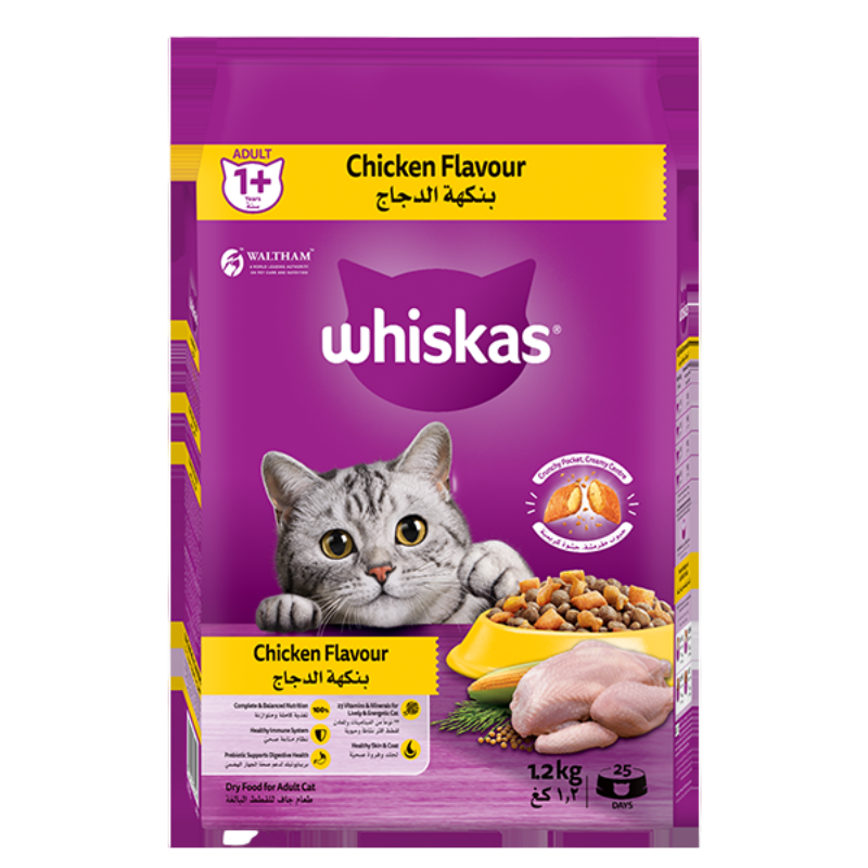 Whiskas Chicken 1+ Dry Food, 1.2kg