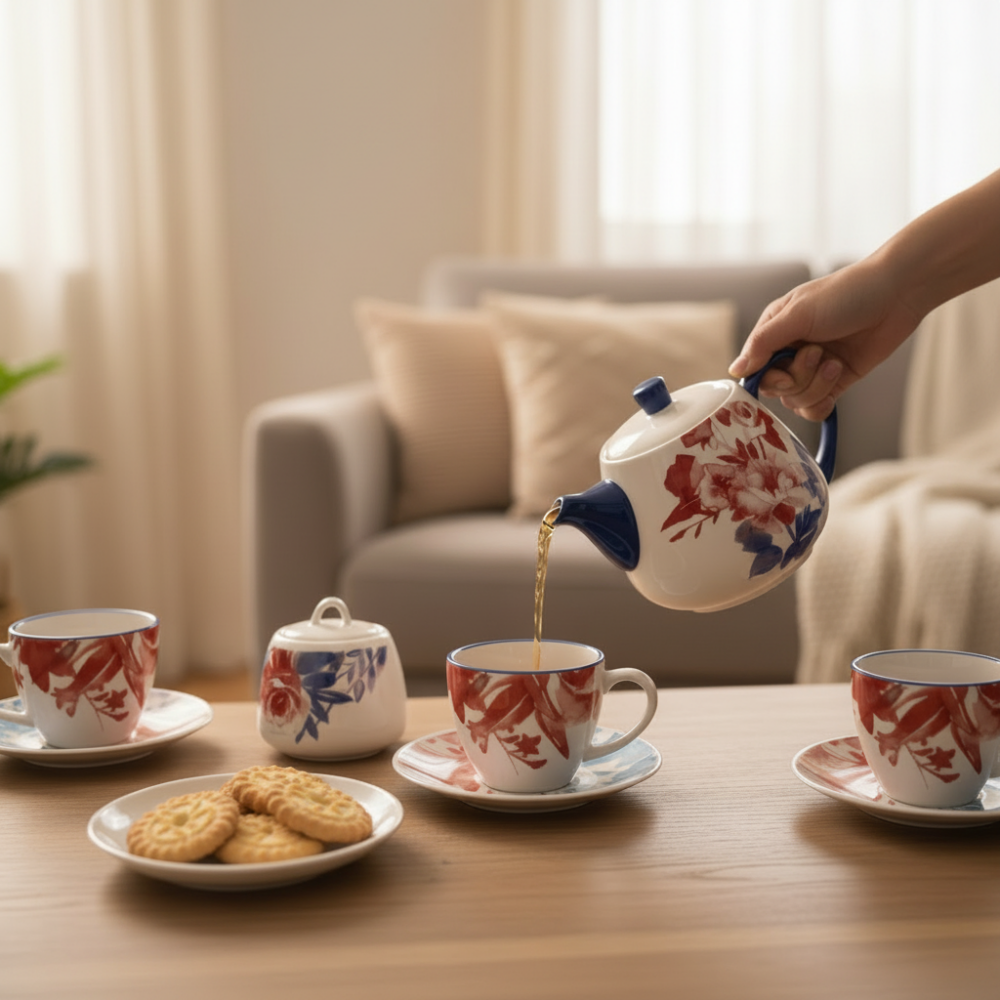 Porcelain Tea Set 16pcs Sun Rays Style