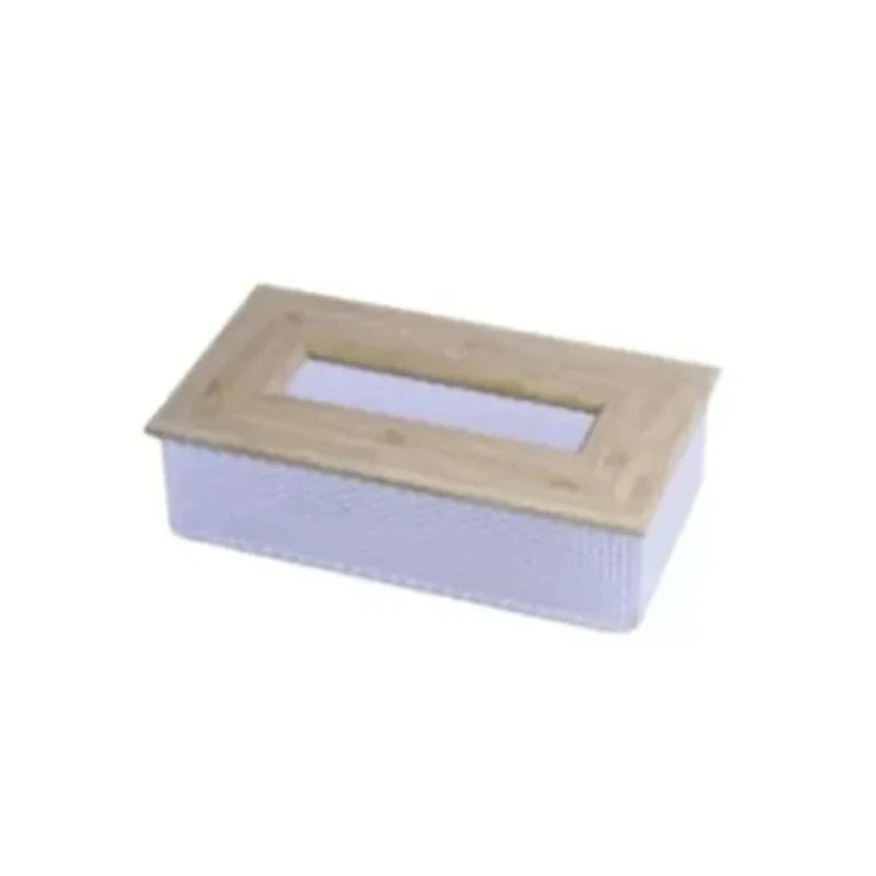 Plastic Tissue Box White With Wooden Lid by JB Saeed Studio Buy