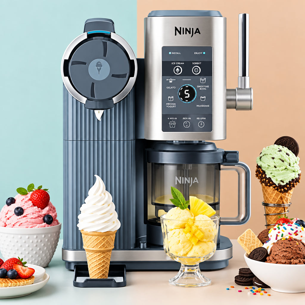 Ninja CREAMi Scoop & Swirl Ice Cream & Soft Serve Maker Steel Blue