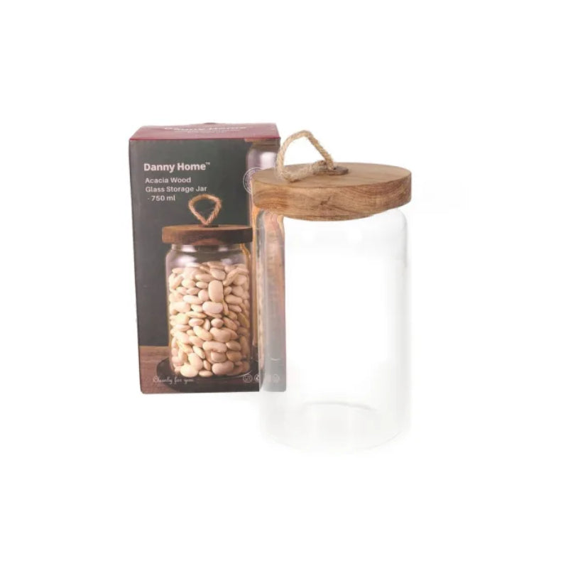 Acacia Wood Glass Jar 750ml