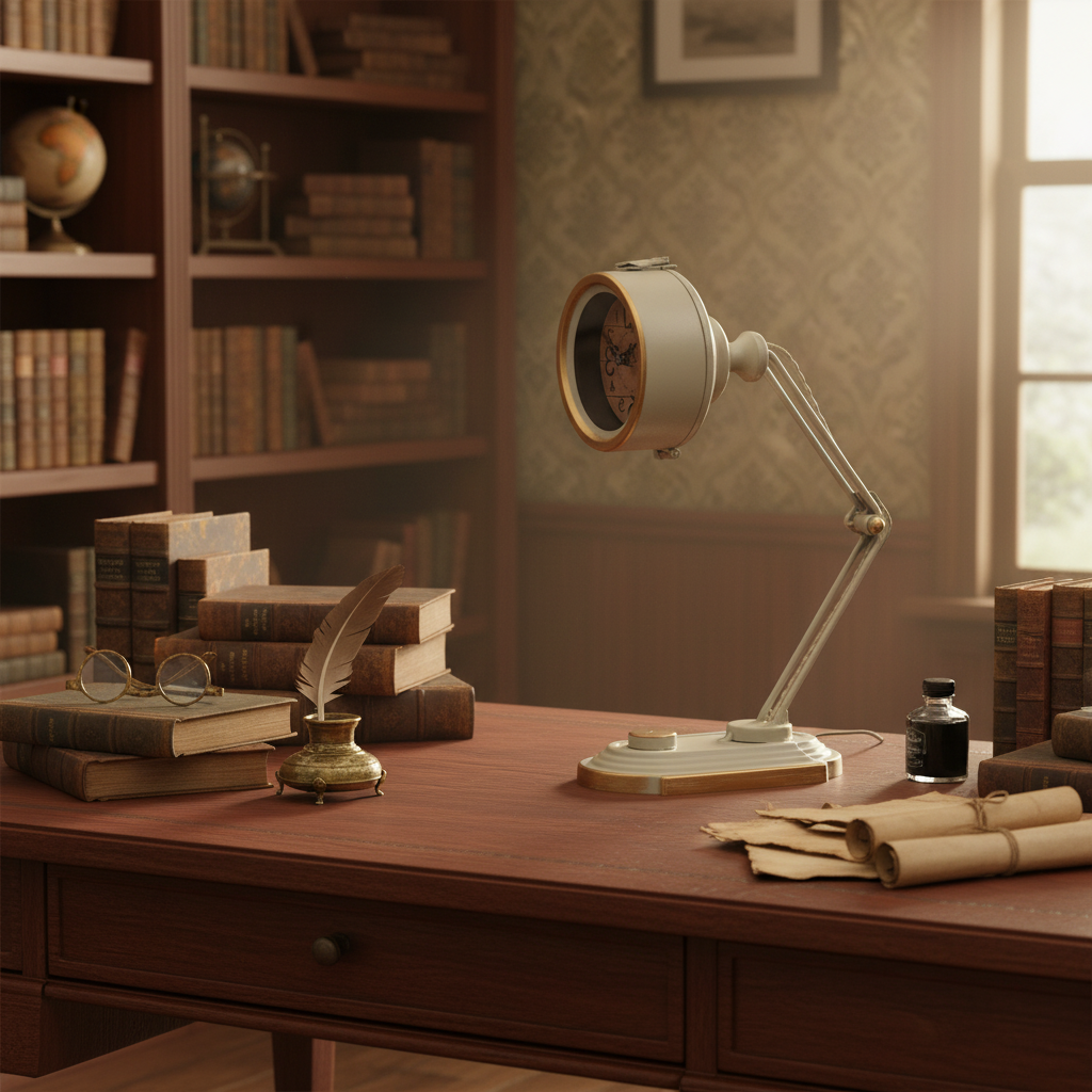 Adjustable lamp shaped metal clock White