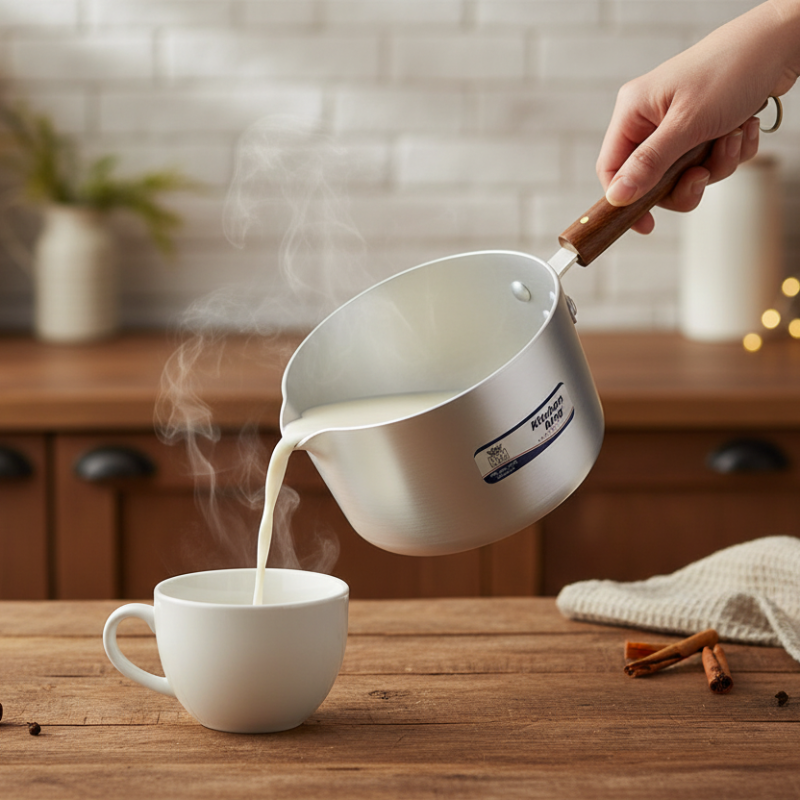 Aluminium Milk Pan Wooden Handle 9"