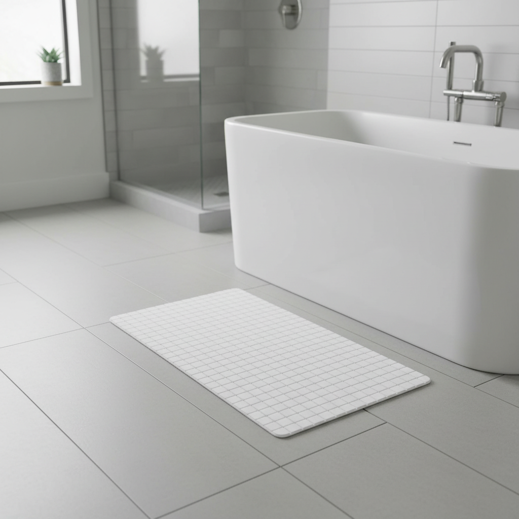 Anti-Slip Bath Mat Squares White Large