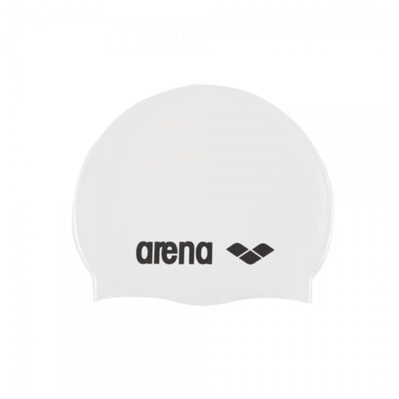 Arena Classic Silicone Swimming Cap-White & Black