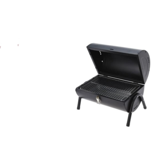 Charcoal BBQ Grill Cylinder Shape Matte Black
