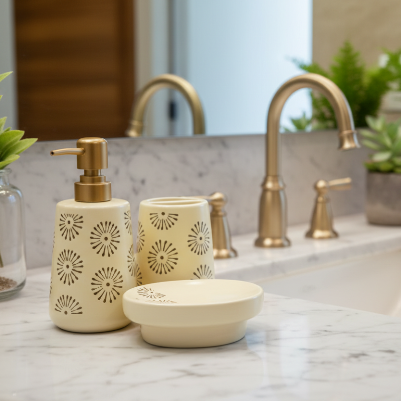 Bathroom Set Apple White (Set of 4)