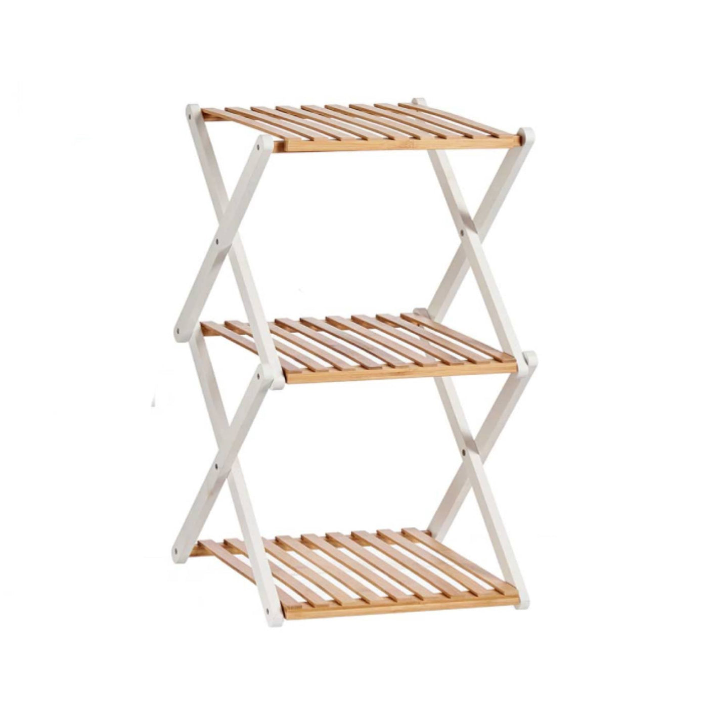 Bamboo White Triple Folding Shelf