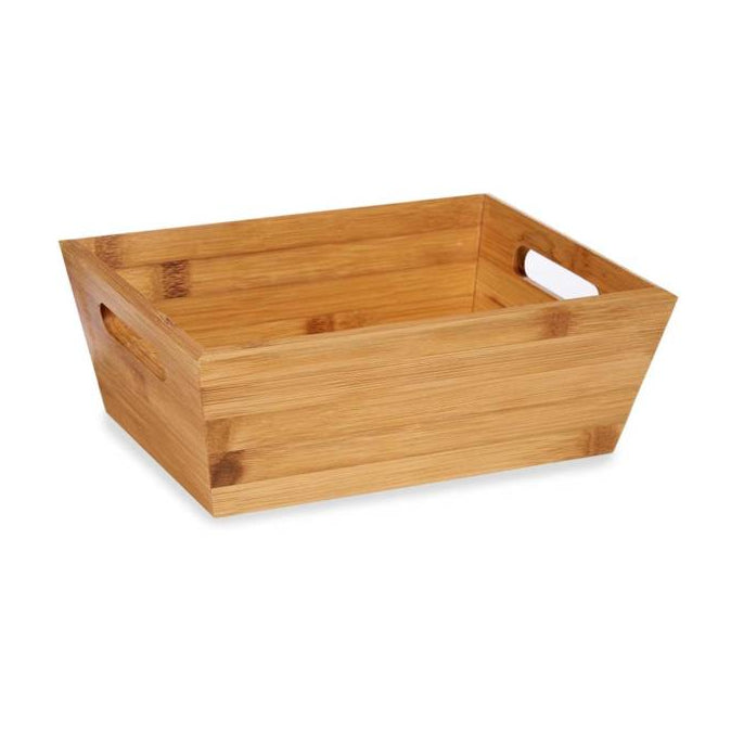 Bamboo Wood Storage Box With Handles 33cm