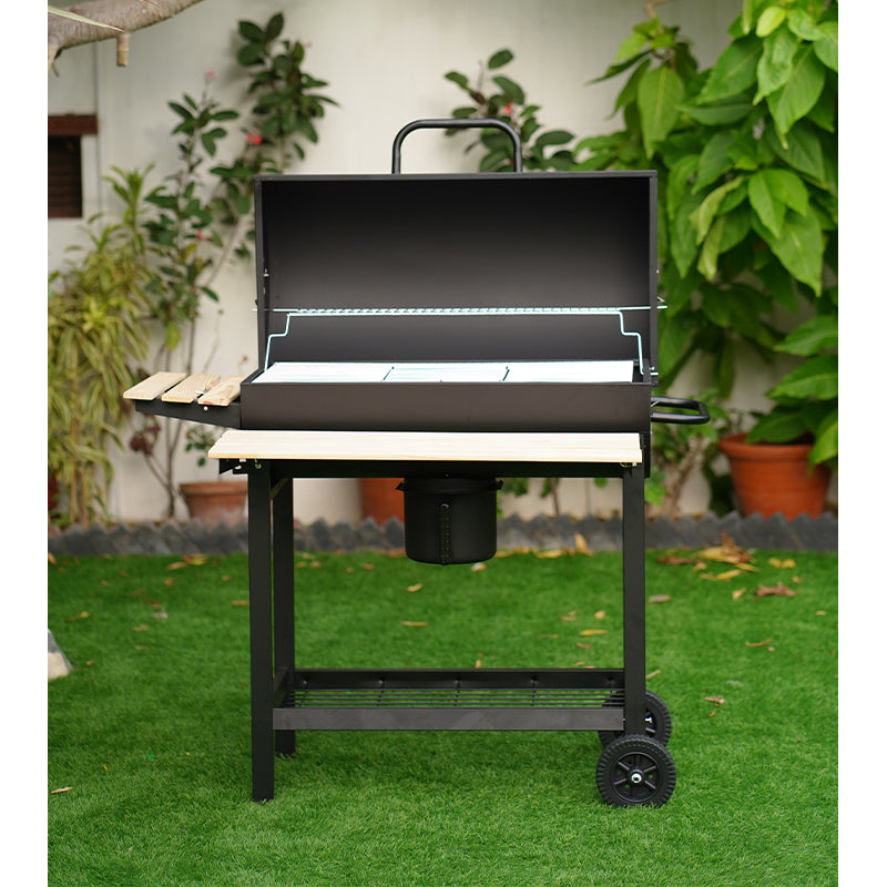 Barbecue charcoal grill Wooden Top Black