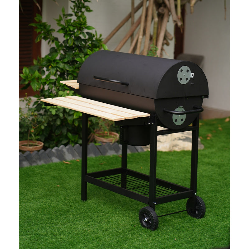 Barbecue charcoal grill Wooden Top Black