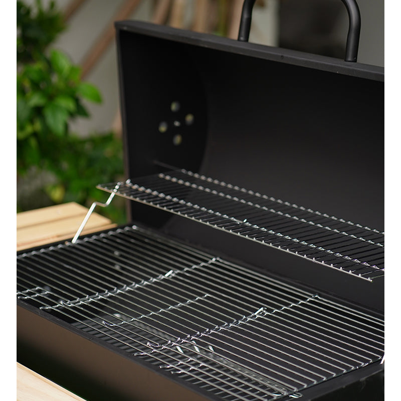 Barbecue charcoal grill Wooden Top Black
