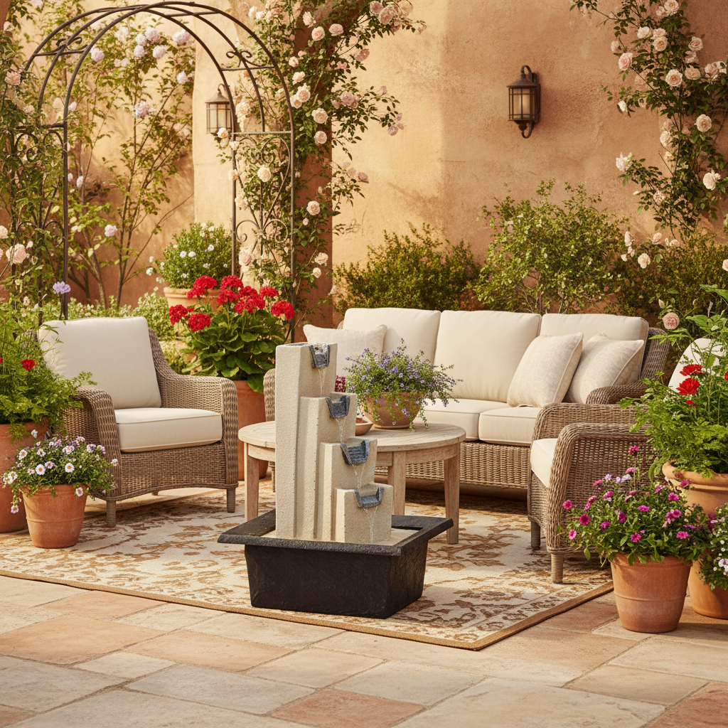 Big Fountain With Rectangular Plastic Tray 4 Level