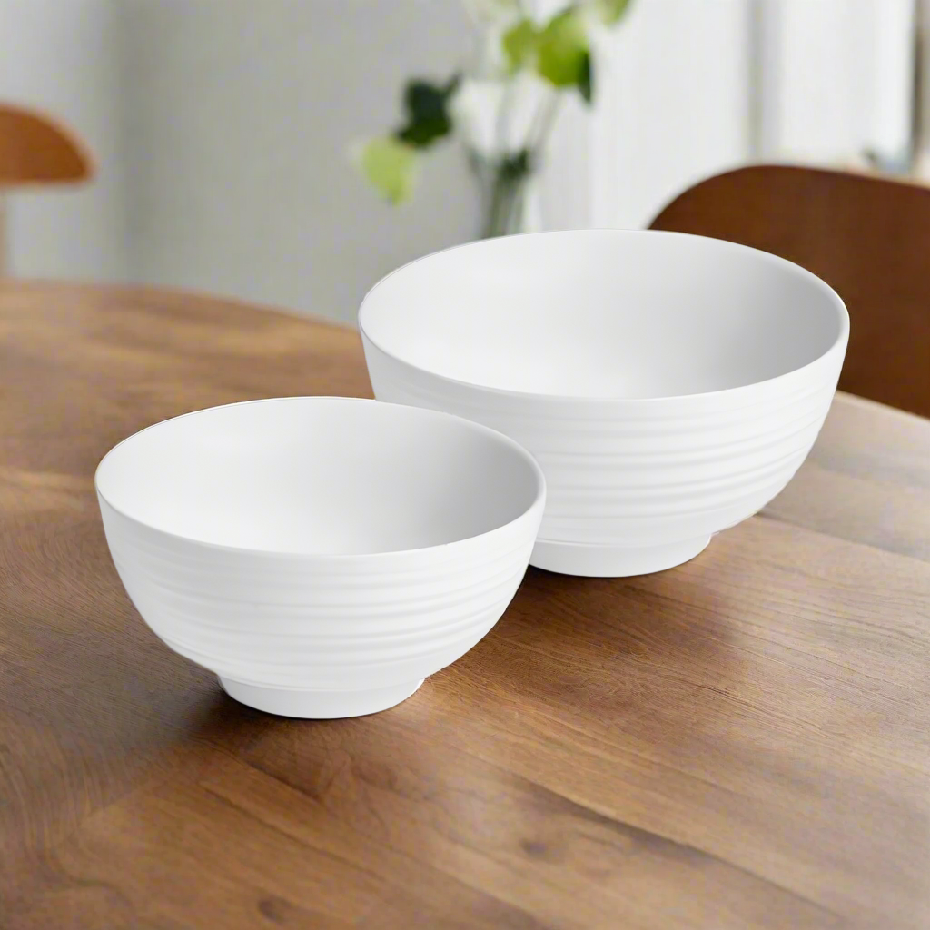 Big and Small Serving Bowl Set White