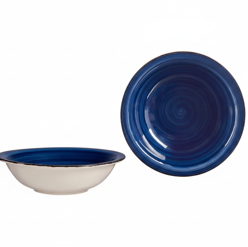 Blue Soup Serving Bowl With Edge 21cm