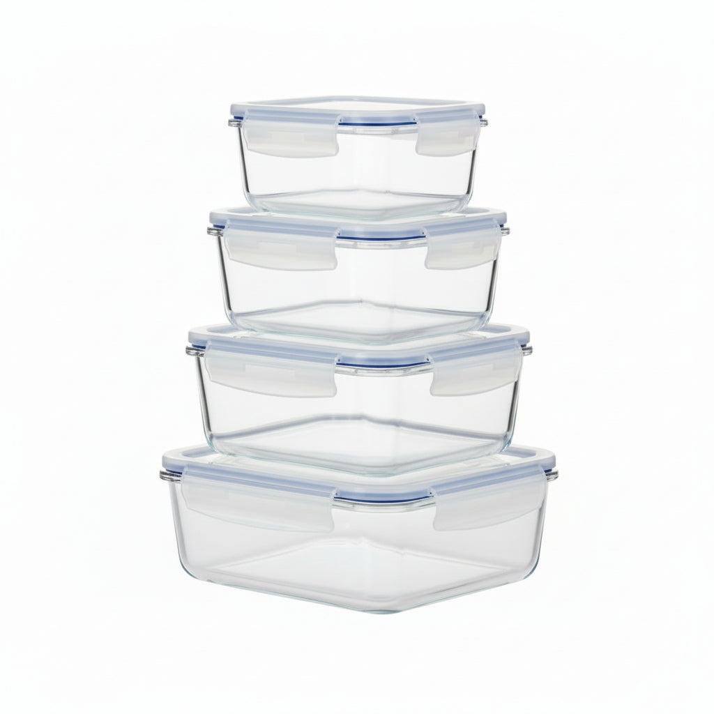 Borosil Rectangle Lunch Boxes (Set of 4)