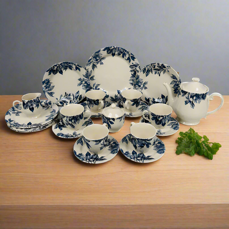 Botanical Leaf Blue Dinner Set 85pcs